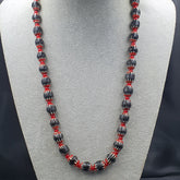 Antique Style Black Chevron & Venetian WhiteHeart Glass Beaded Necklace  Jewelry Gift